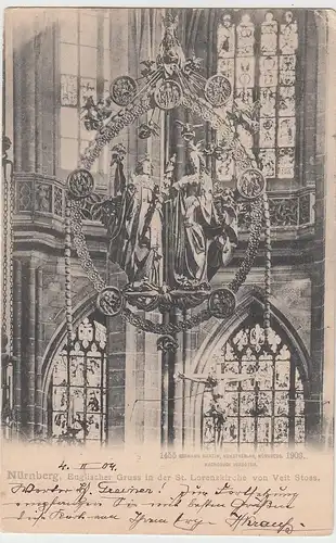 (111397) AK Nürnberg, Englischer Gruss in der St. Lorenzkirche 1904