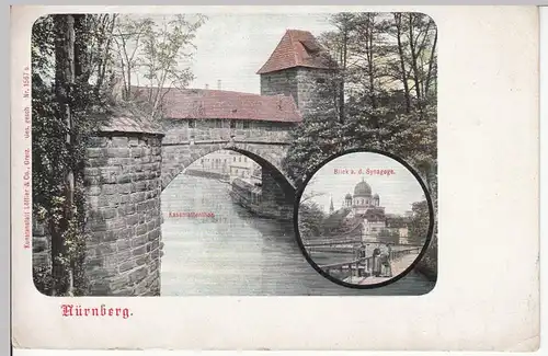 (110672) AK Nürnberg, Kasemattentor u. Synagoge, vor 1905