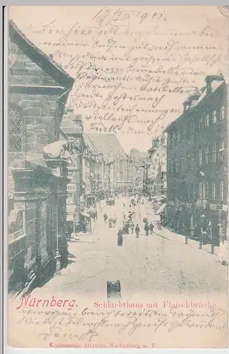 (109821) AK Nürnberg, Schlachthaus, Fleischbrücke 1901
