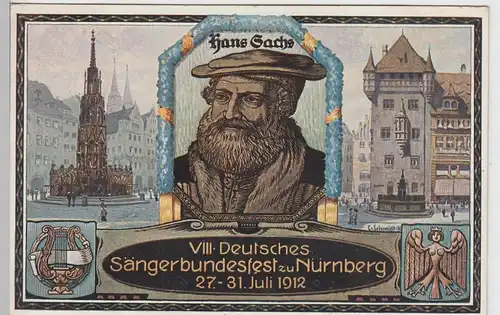 (109382) Künstler AK VIII. Deutsches Sängerbundesfest Nürnberg, Hans Sachs 1912