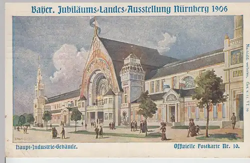 (107489) AK Ganzsache Nürnberg, Haupt Industrie-Gebäude d. Landesausstellung 190