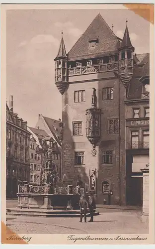 (107067) AK Nürnberg, Tugendbrunnen, Nassauer Haus, vor 1945