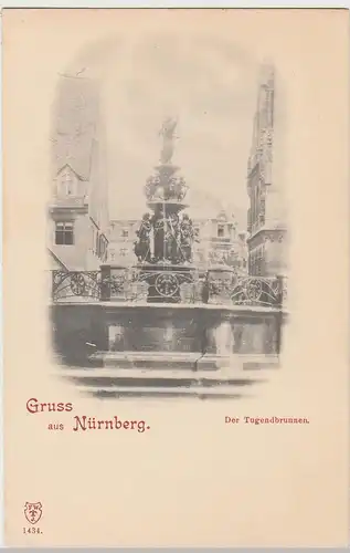 (107065) AK Gruß aus Nürnberg, Tugendbrunnen, bis 1905