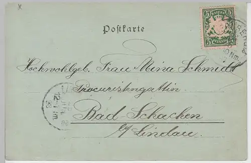 (105663) AK Gruss aus Nürnberg, Henkersteg, Mondscheinkarte 1898