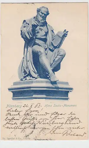 (103865) AK Nürnberg, Hans Sachs Denkmal 1902