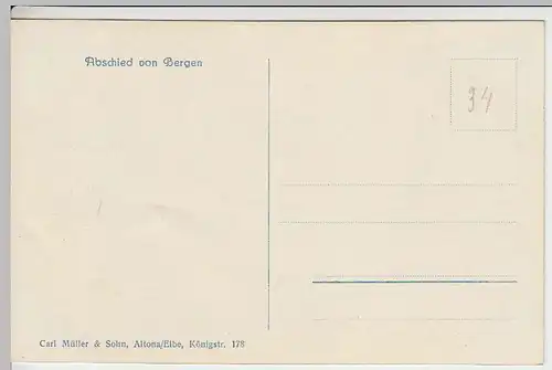 (36865) Foto AK -Abschied von Bergen-, Schiffsanlegeplatz, 1920er