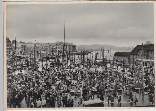 (106198) AK Bergen, Fisketorvet, aus Leporello 1940er