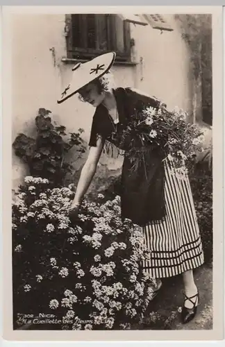 (9929) Foto AK Nice, Nizza, Blumenmädchen, vor 1945