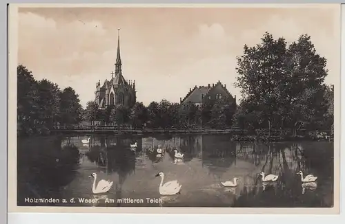 (98089) Foto AK Holzminden, Am mittleren Teich, 1930