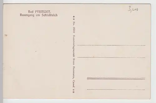 (97923) AK Bad Pyrmont, Rosengang am Schlossteich, vor 1945