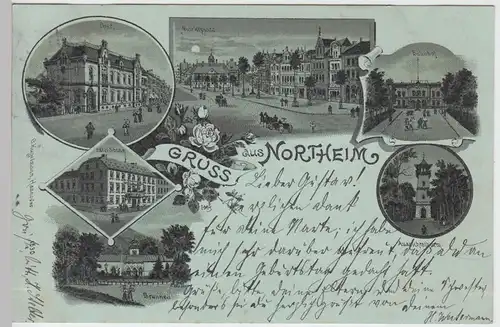 (97637) AK Gruß aus Northeim, Wieterturm, Hotel Sonne, Post 1899