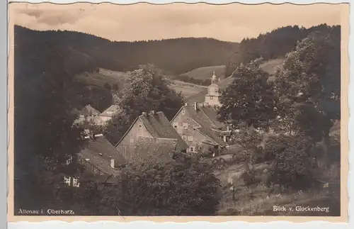 (97550) Foto AK Harz, Altenau, Blick vom Glockenberg, Bahnpost 1935