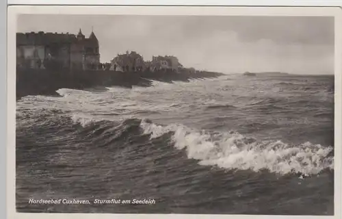 (97230) AK Nordseebad Cuxhaven, Sturmflut am Seedeich, 1932