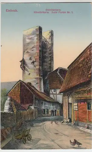 (96058) Künstler AK Florien, Einbeck, Storchenturm, vor 1945
