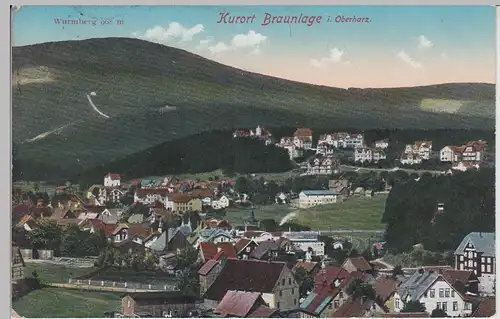 (95558) AK Braunlage, Gesamtansicht mit Wurmberg, 1913