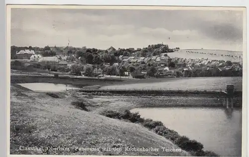 (95389) AK Clausthal, Panorama m. Eschenbacher Teichen, 1937