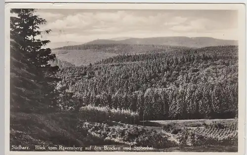 (95374) Foto AK Brocken u. Stöberhai, Blick vom Ravensberg, 1937