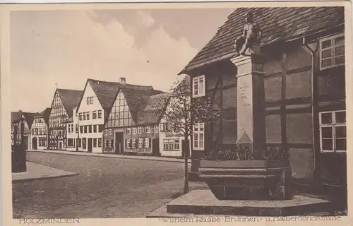 (95334) AK Holzminden, Wilhelm Raabe-Brunnen u. Halbemondstraße 1929