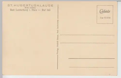 (91486) AK Bad Lauterberg, Harz, St. Hubertusklause, vor 1945