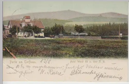 (90291) AK Partie am Torfhaus, Harz, Hotel Wendt 1904