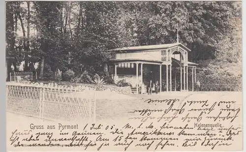 (89875) AK Gruss aus Pyrmont, Helenenquelle, 1905