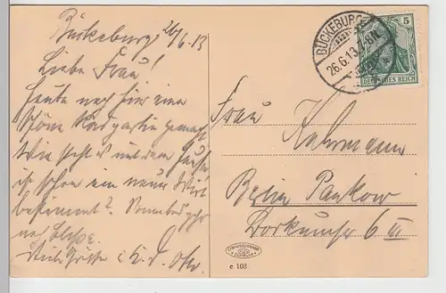 (87872) AK Schloss Bückeburg von der Parkseite 1913