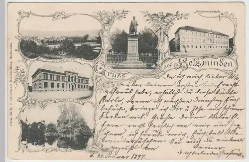 (87407) AK Gruss aus Holzminden, Mehrbild Litho 1897