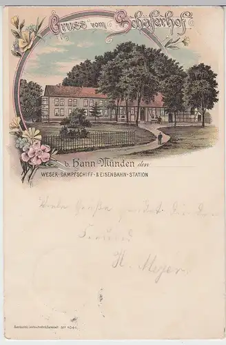 (87266) AK Hann. Münden, Gruss vom Schäferhof, Litho 1899