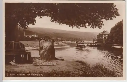 (85059) Foto AK Hann.Münden, Am Weserstein, vor 1945