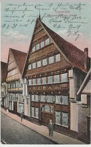 (83947) AK Osnabrück, Renaissancehaus Bierstraße 1919