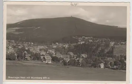 (78988) Foto AK Braunlage, Gesamtansicht mit Wurmberg, 1953