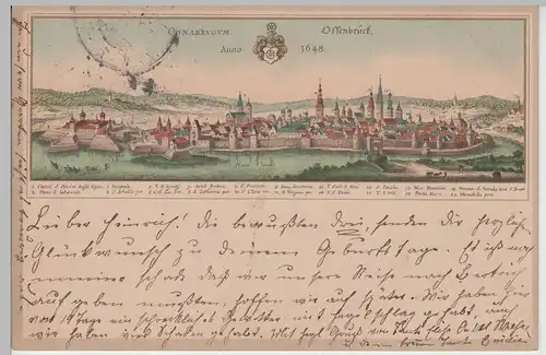(76619) AK Osnabrück, Stadtansicht anno 1648, Karte von 1900