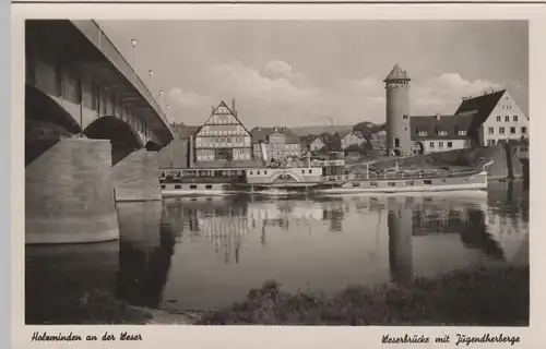 (72030) Foto AK Holzminden, Weserbrücke, Jugendherberge, vor 1945