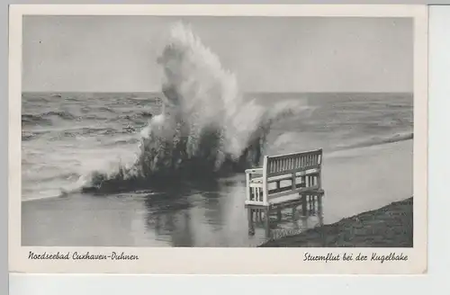 (71581) AK Nordseebad Cuxhaven Duhnen, Sturmflut bei der Kugelbake 1952