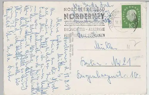(71545) AK Nordseebad Norderney, Dampferankunft, 1959