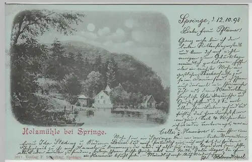 (65932) AK Springe, Holzmühle, Mondscheinkarte 1898