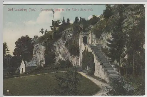 (62956) AK Bad Lauterberg, Treppenaufgang zu der Ruine Scharzfels, 1911