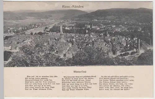 (57979) AK Hann. Münden, Panorama, Weserlied, vor 1945