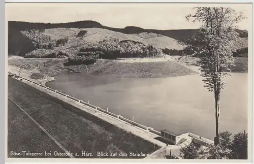 (53163) Foto AK Sösetalsperre bei Osterode am Harz, Staudamm, 1937