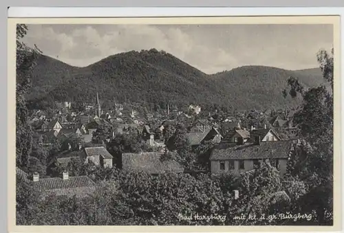 (5114) AK Bad Harzburg, Panorama, kleiner u. großer Burgberg, vor 1945