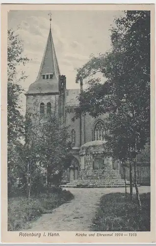 (46415) AK Rotenburg (Wümme), Kirche u. Ehrenmal, 1929