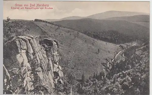 (42786) AK Gruß aus Bad Harzburg, Eckertal, Rabenklippe, Brocken, v. 1945