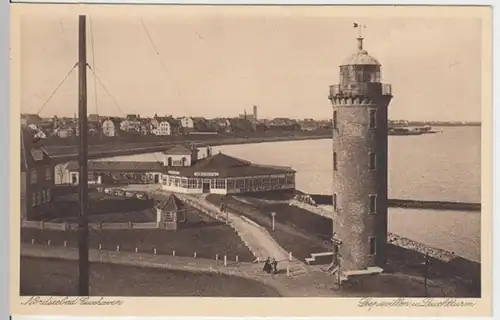 (4120) AK Cuxhaven, Seepavillon, Leuchtturm 1931