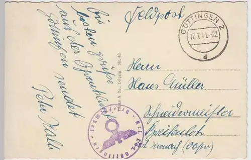 (37526) AK Göttingen, Rathaus, Feldpost Reservelazarett 1941