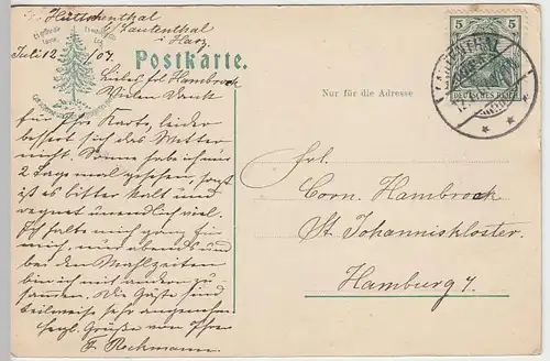 (33584) AK Lautenthal, Partie a.d. Innerste, Waldschlösschen, 1907