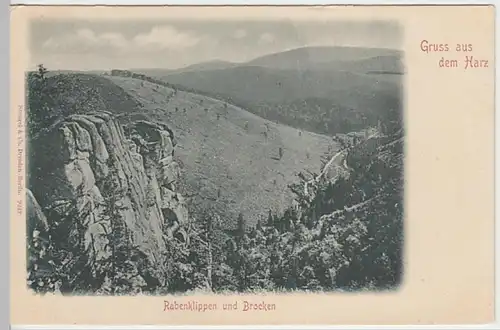 (30408) AK Gruss aus dem Harz, Rabenklippen und Brocken, vor 1905