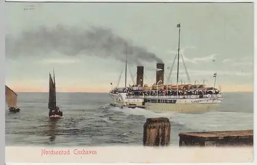 (29833) AK Nordseebad Cuxhaven, Schaufelraddampfer 1906