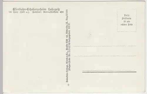 (21391) Foto AK Hohegeiß, Harz, Erholungsheim 1938