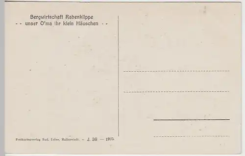 (20921) AK Bad Harzburg, Rabenklippe, O'ma Häuschen, um 1925