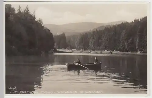 (20169) Foto AK Bad Sachsa, Schmelzteich, Katzenstein 1935